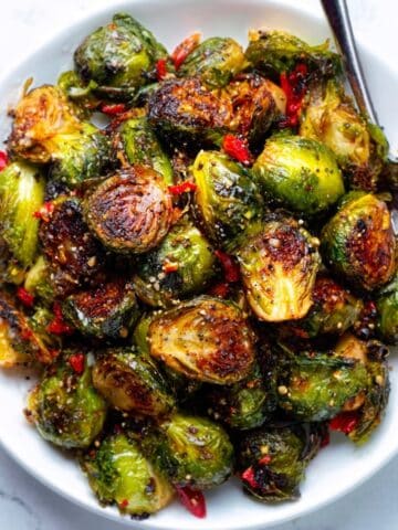 Crispy Roasted Brussels Sprouts with Parmesan and Balsamic Glaze Recipe