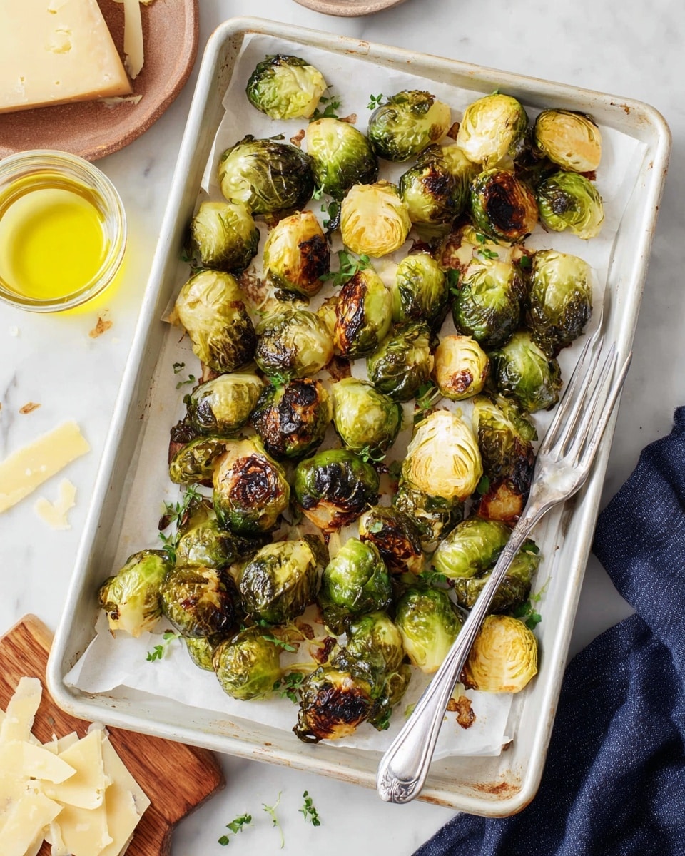 Crispy Roasted Brussels Sprouts with Parmesan & Balsamic Glaze