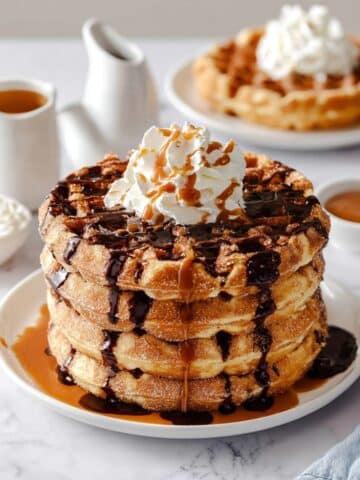 Churro Waffles with Chocolate Drizzle Recipe