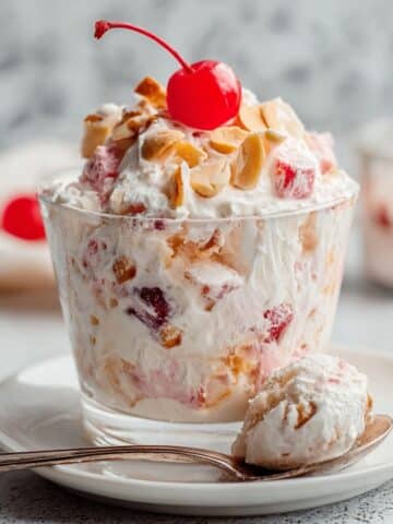 Sour Cream Salad with Mandarins, Pineapple, Marshmallows, and Cherries Recipe