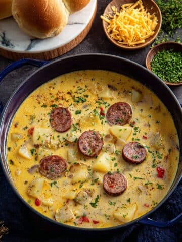 Cajun Potato Soup with Andouille Sausage, Cheddar, and Cream Recipe
