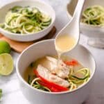 Thai Chicken Soup with Zucchini Noodles in Coconut Broth Recipe