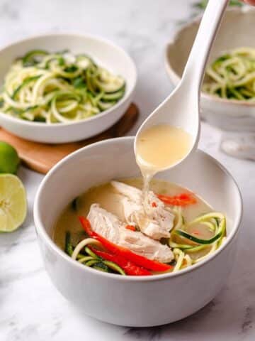Thai Chicken Soup with Zucchini Noodles in Coconut Broth Recipe