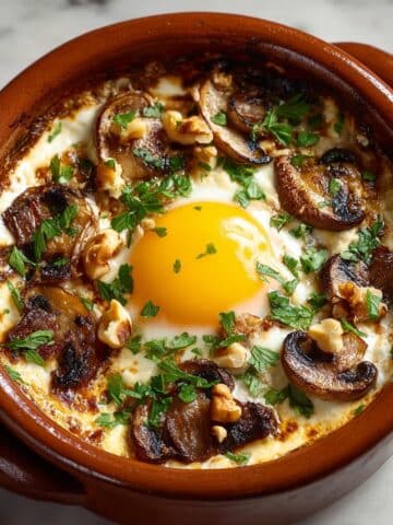 Baked Egg with Truffle, Brie, and Mushrooms Recipe