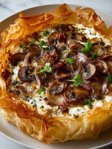 Mushroom and Caramelized Onion Phyllo Tart Recipe