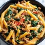 One-Pan Creamy Penne with Spinach & Italian Sausage Recipe