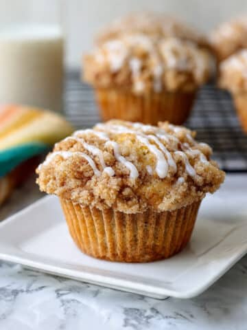 Chai-Spiced Carrot Muffins with Streusel and Caramel Glaze Recipe