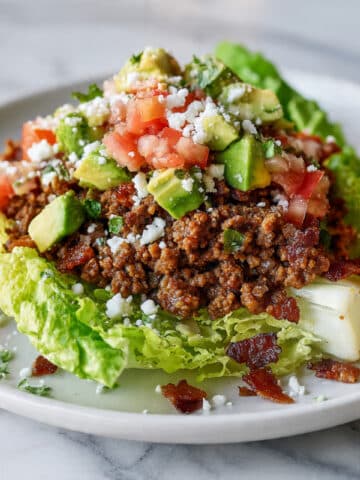 Keto Taco Salad Wedge with Bacon, Avocado, and Queso Fresco Recipe