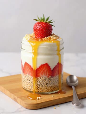 Protein Strawberry Cheesecake Overnight Oats Recipe