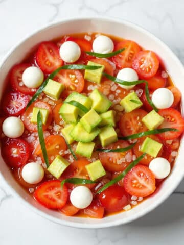 Strawberry Avocado Caprese Salad with Creamy Balsamic Dressing Recipe
