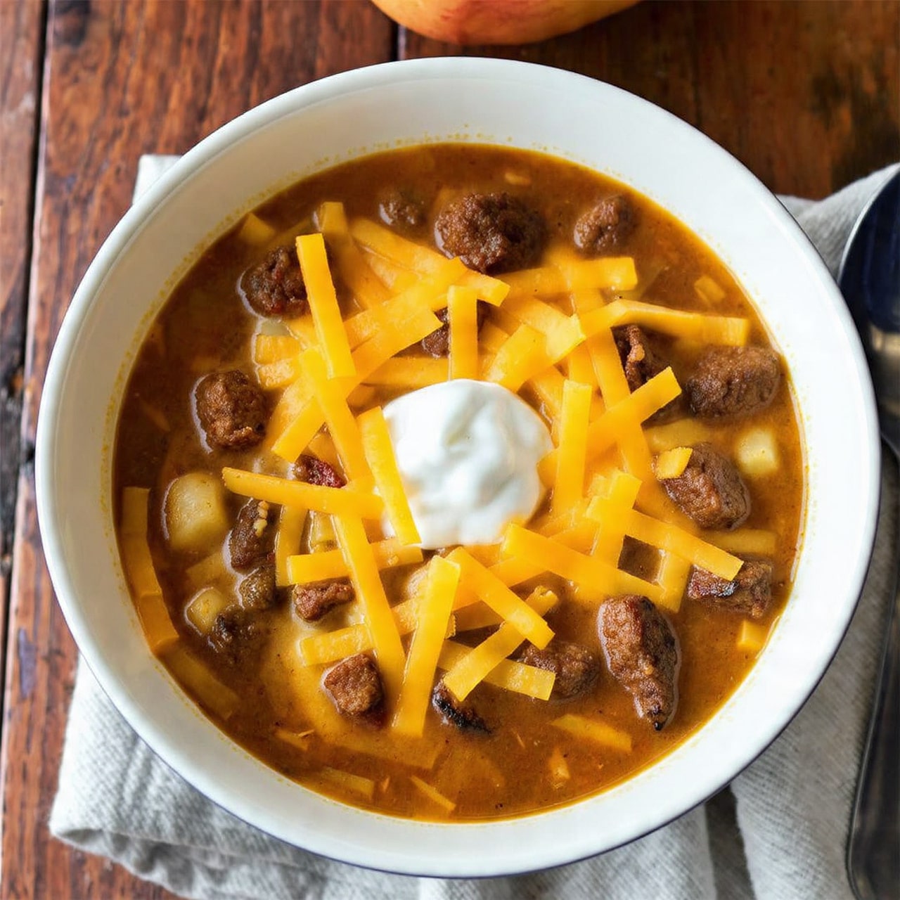 Cajun Potato Soup with Andouille Sausage, Cheddar, and Cream Recipe