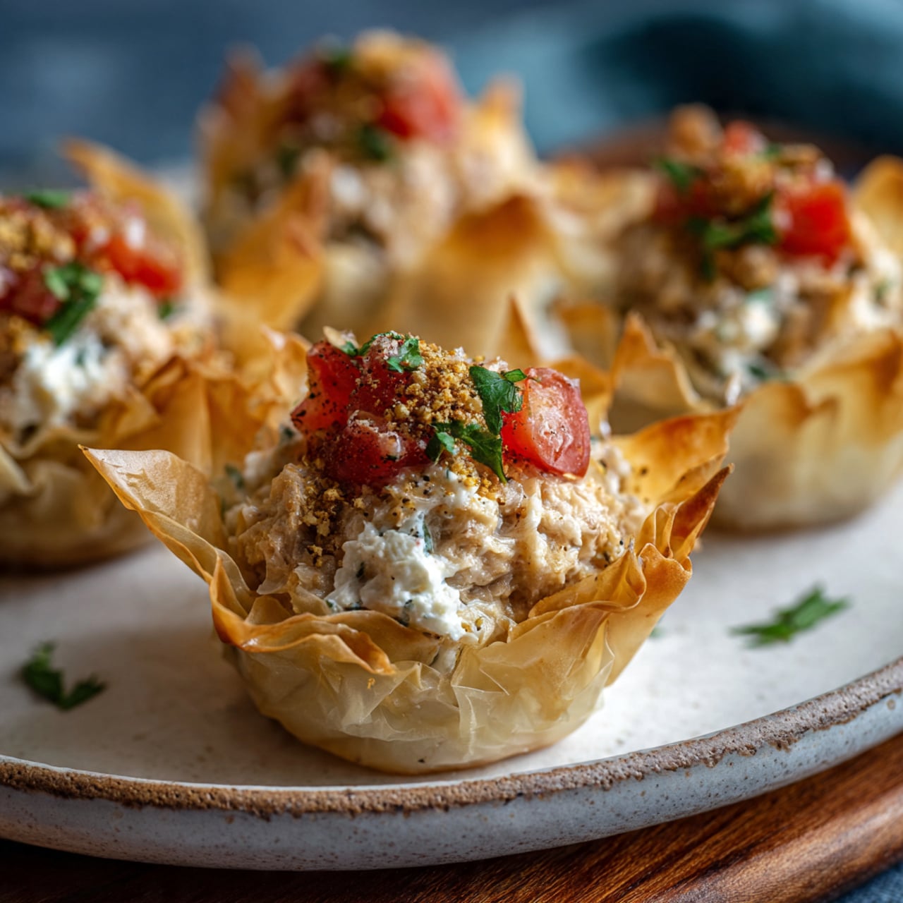 Stuffed Phyllo Cups with Spinach, Feta & Sundried Tomatoes – Elegant Bite-Size Mediterranean Appetizer Recipe