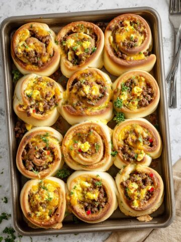 Hearty Breakfast Rolls with Sausage, Bacon, Eggs, and Cheese Recipe