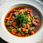 Hearty Beef and Orzo Soup with Fresh Garden Veggies Recipe