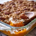 Sweet Potato Casserole with Pecan Topping and Marshmallows Recipe