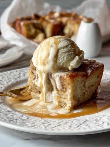 Vanilla Bean Croissant Bread Pudding with Buttered Caramel Rum Sauce Recipe