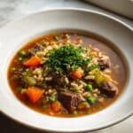 Hearty Beef and Orzo Soup with Fresh Garden Veggies Recipe