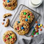 Monster Cookies with Oats, Peanut Butter, Chocolate Chips, and M&Ms Recipe