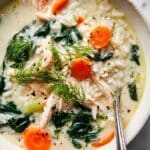 Creamy Chicken and Rice Soup with Vegetables and Fresh Dill Recipe