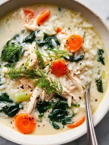 Creamy Chicken and Rice Soup with Vegetables and Fresh Dill Recipe