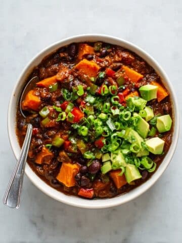 Hearty Vegetarian Chili with Sweet Potatoes and Beans Recipe