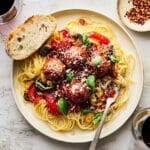 Chicken Cacciatore Meatballs in Savory Tomato and Red Wine Sauce Recipe