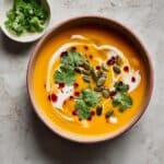 Creamy Thai Pumpkin Soup with Red Curry, Coconut Milk, and Butternut Squash Recipe