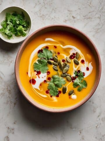 Creamy Thai Pumpkin Soup with Red Curry, Coconut Milk, and Butternut Squash Recipe