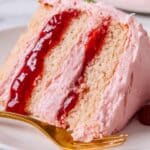 Strawberry Cake with Fresh Strawberry Filling and Cream Cheese Frosting Recipe