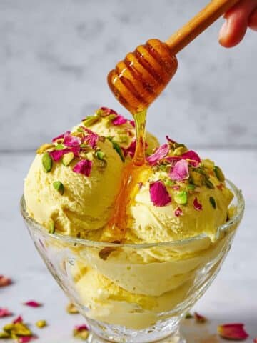 Persian Saffron, Rose, and Pistachio Ice Cream (Bastani Sonnati) Recipe