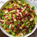Shredded Brussels Sprout Salad with Pomegranate, Apple, Bacon, and Feta Recipe
